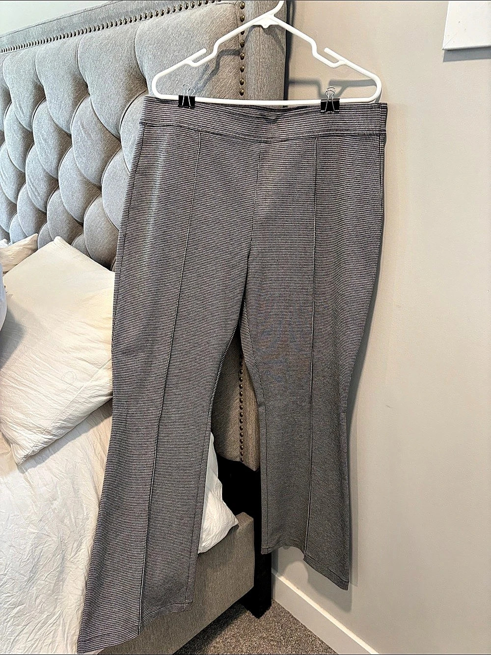 LOFT Houndstooth Straight Leg Pants Black & White XL Like New